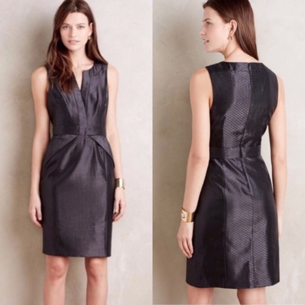 Anthropologie Maeve Cross Front Black Shimmer Cocktail Dress Size 0 XXS XS